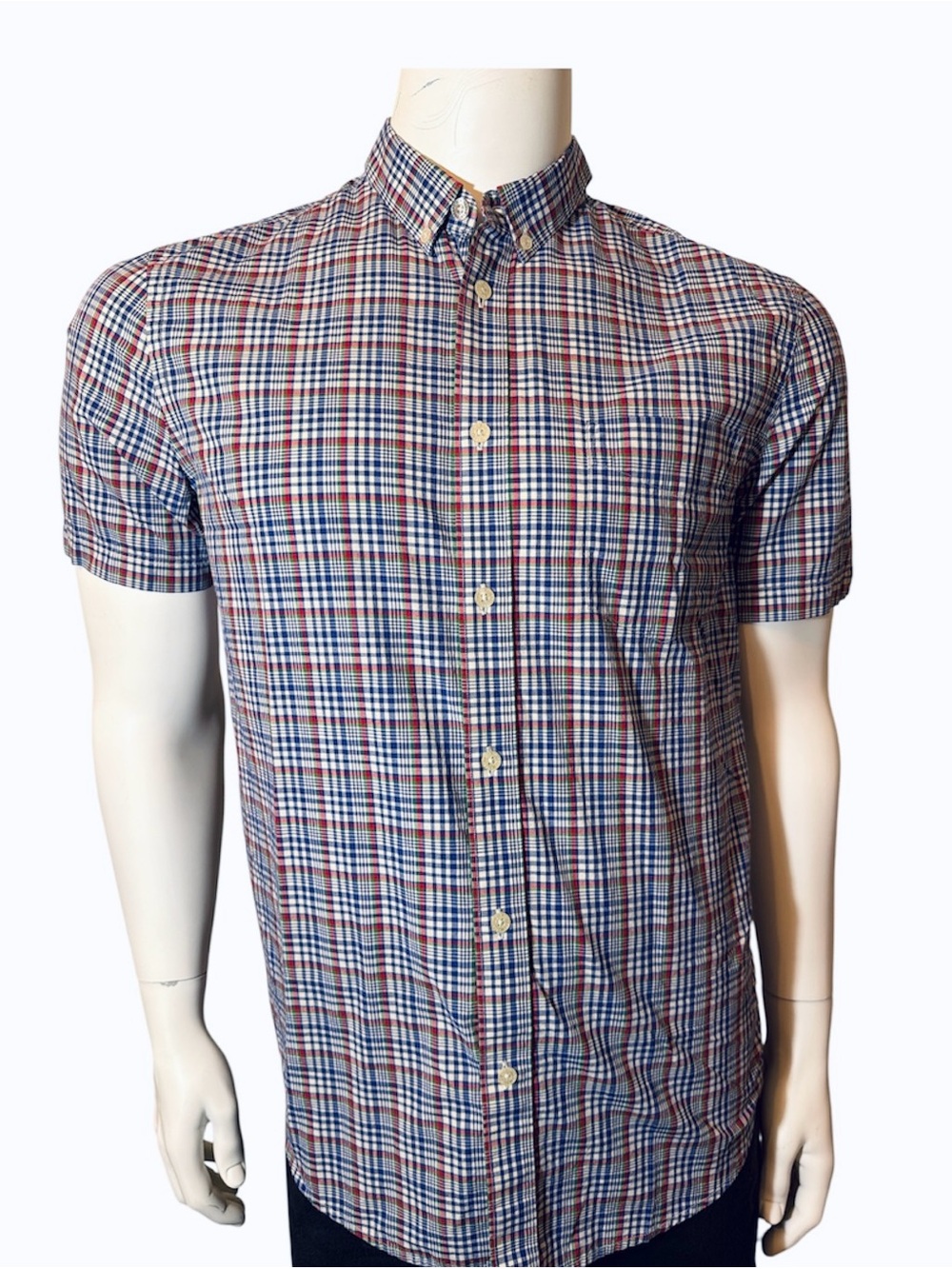 Ben Sherman Short-Sleeve Plaid Button-Down Shirt - Blue & Red